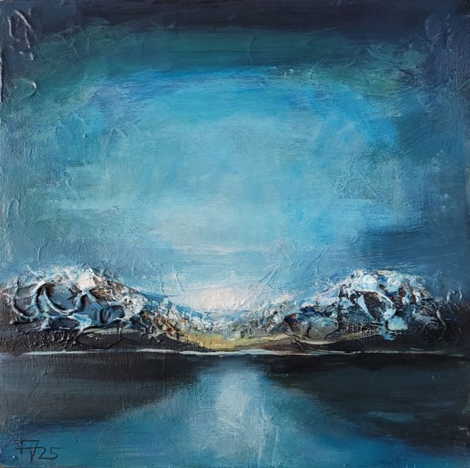 Hovedbilde Lys bak fjell 34, akryl på plate