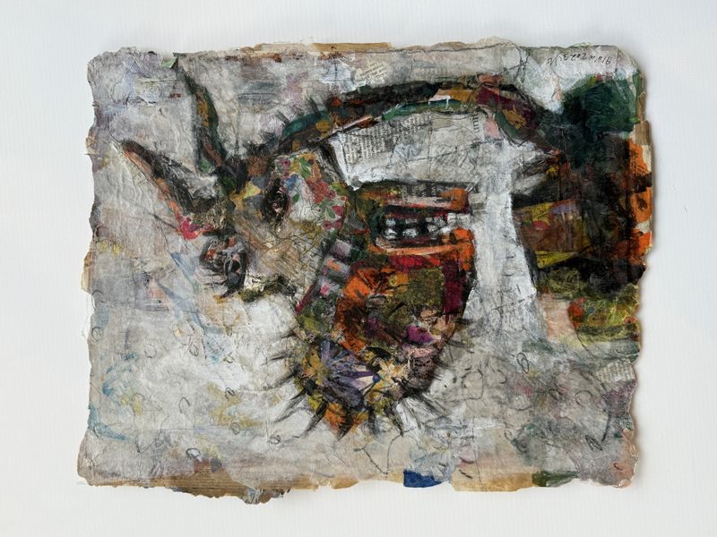 Collage 7, maleri på papir