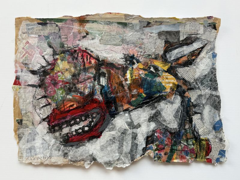 Collage 1, maleri på papir