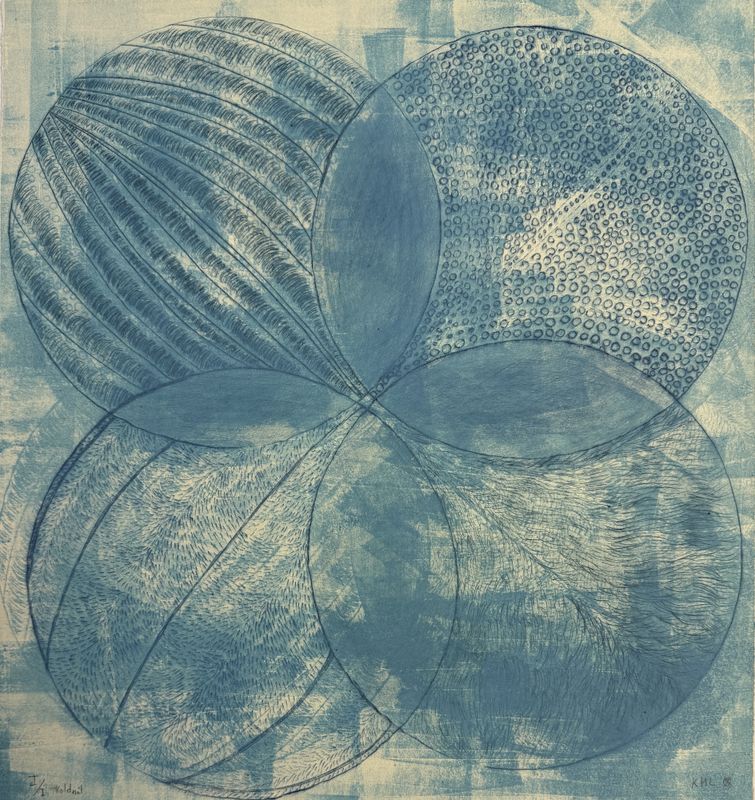 Blå sirklar, monotypi