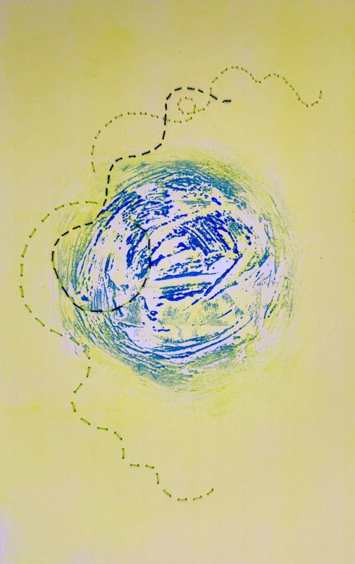 m/broderi gult, monotypi